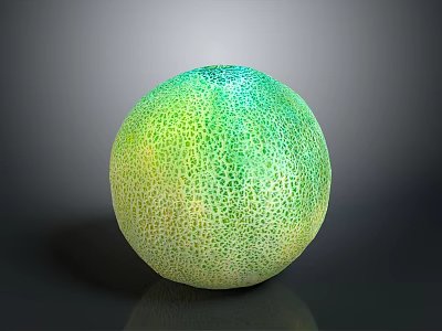 Juicy Ripe Green Yellow Netted Texture Melon on Smooth Black Surface for Daily Use 3d model
