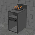 Stainless Steel Kitchen Stove Appliance With Four Burners And Storage Cabinet