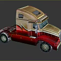 Golden And Red Modern Truck With Streamlined Cab And Shiny Exterior