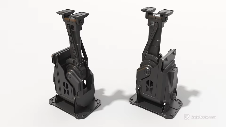 Industrial Equipment Black Metal Support Frames Two Heavy Duty with Stable Base for Mechanical Applications 3d model 