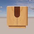 Modern Wooden Bedside Table With Marble Top And Rattan Side Accent Design