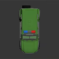 Green Armored Police Vehicle With Rooftop Flashing Lights And Sturdy Design