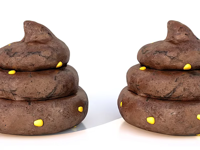 Stacked Brown Objects With Yellow Dots On White Background 3d model