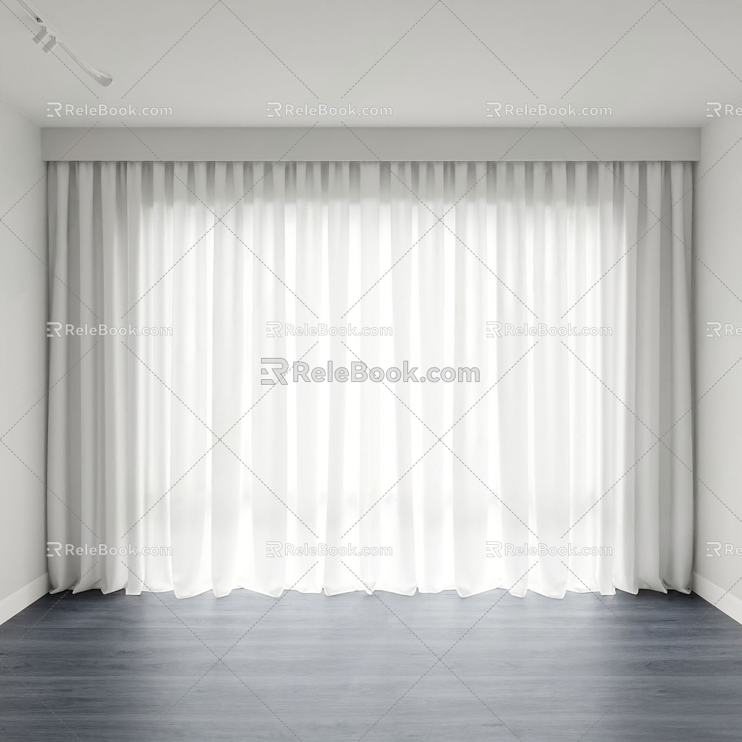 modern gauze curtain 3d model