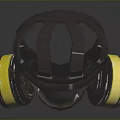 Black Gas Mask With Transparent Face Shield And Yellow Filters