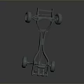 Car Chassis 3D Model with Frame Suspension System and Wheels
