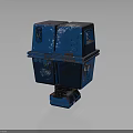 Vintage Blue Metal Industrial Control Box With Rustic Details And Base Stand