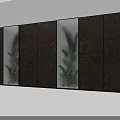 Green Plant Wall With Three Vertical Transparent Panels Dark Wall Background And Lighting