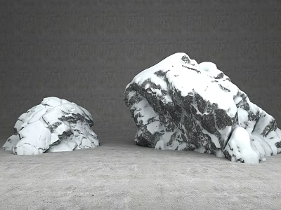 Stone Wood Decorative Pieces Featuring Snow Covered Natural Texture And Shape 3d model