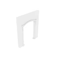 Ornate White Architectural Arch Component With Intricate Carvings And Decorative Columns