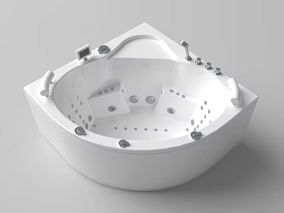 White Freestanding Jacuzzi Bathtub With Whirlpool Jets And Control Panel 3d model