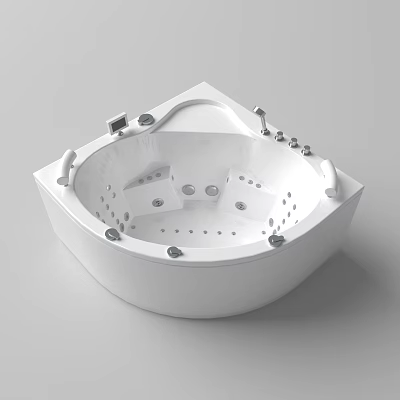 White Freestanding Jacuzzi Bathtub With Whirlpool Jets And Control Panel 3d model
