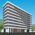 Modern Office Building Simple Multi-storey Apartment 3d model