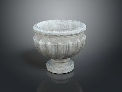 Classical Stone Planter With Carved Patterns And Pedestal Base For Garden 3d model