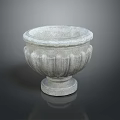 Classical Stone Planter With Carved Patterns And Pedestal Base For Garden 3d model
