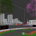 Modern High Rise Residential Buildings With Greenery And Urban Road View