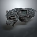 Mythical Animal Lying Stone Sculpture With Intricate Carving Patterns And Ancient Style