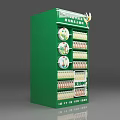 Green Display Shelf Featuring Oriental Leaf Bottled Drinks on Multiple Layers 3d model