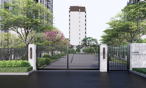 Modern Gate Residential District Second Entrance Fire Fighting Iron Gate Grille Door Wall Lamp 3d model