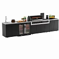 Modern Outdoor Kitchen Station With Grill Refrigerator Sink Wine Glasses Bottles And Fruits
