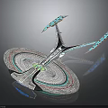 Futuristic Cosmic Spaceship Design With Circular Structure And Extended Illuminated Wings