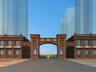 European-style gate entrance model