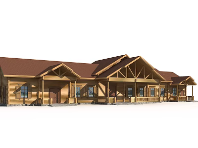 Wooden House Exterior Design With Gabled Roof Porch And Wooden Windows 3d model