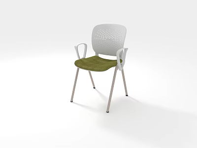 Modern Leisure Chair With Mesh Back Green Cushion And Metal Legs 3d model