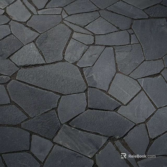 Dark Irregular Natural Slate Stone Ground Surface With Unique Pattern And Texture 3d model 