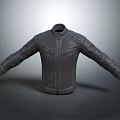 Stylish Black Leather Jacket With Zipper Closure Stitched Details And Stand Collar