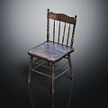Vintage Wooden Chair With Carved Backrest Straight Legs And Visible Wood Grain