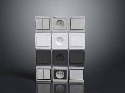 Modern Computer Power Sockets With Various Color Choices And Square Design Features 3d model