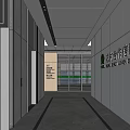 Modern Elevator Hallway Interior With White Walls Lighting And Marble Floor 3d model