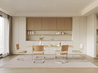 Modern Restaurant Dining Table and Chair Sideboard 3d model