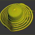 Female Character Wearing Straw Hat Black Braided Hair Blue Top With White Flowers Bust