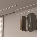 Modern Closet Interior With Hanging Clothes Rail LED Lighting And Blinds 3d model
