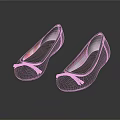 Gray Flat Shoes With Bow Decoration And Colorful Striped Insole Design
