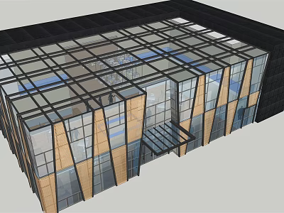 Modern Sales Office Building Exterior Design With Glass Curtain Wall And Steel Structure 3d model
