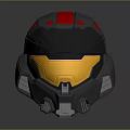 Sci Fi Gray Helmet With Red Accents And Yellow Transparent Visor 3d model