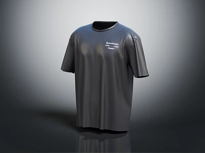 Black Short Sleeve T-shirt Featuring White Text Print Modern Casual Design For Daily Wear 3d model