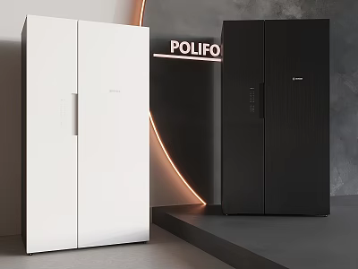 POLIFO Modern White And Black Refrigerators With Sleek Design In Illuminated 3d model
