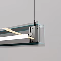 Modern Linear Chandelier With Glass Panel And Metal Bar For Bright LED Lighting