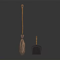 Essential Household Cleaning Tools Broom With Wooden Handle Natural Bristles And Dustpan