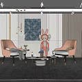 Modern leisure sofa combination shaped sofa coffee table combination 3d model