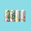 Vibrant TUBORG Beverage Cans With Colorful Patterns On Light Blue Background