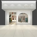 Modern Clothing Store Interior With Arched Design Colorful Apparel And Lighting