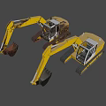 Yellow Tracked Excavators Old And New Models With Heavy Duty Buckets