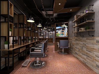 Industrial LOFT Barber Shop 3d model