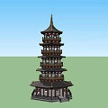 Chinese Traditional Pagoda Multi Story Wooden Architecture With Tiered Curved Eaves Design