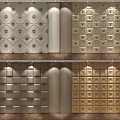 Elegant Modern Upholstered Wall Panel Design With Diamond Pattern And Lighting 3d model